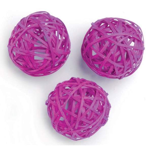 Rattankugel violett, 3 Stück, 6 cm Rebenkugeln