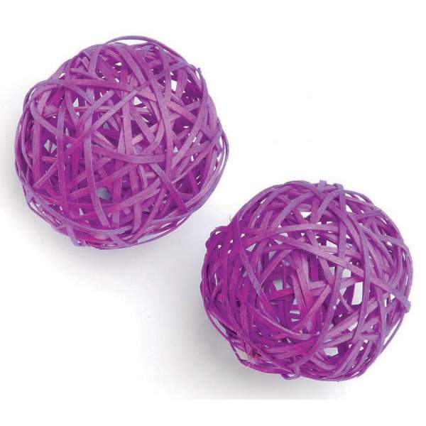 Rattankugel violett, 2 Stück, 8 cm Rebenkugeln