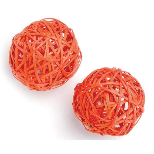 Rattankugel orange, 2 Stück, 8 cm Rebenkugeln