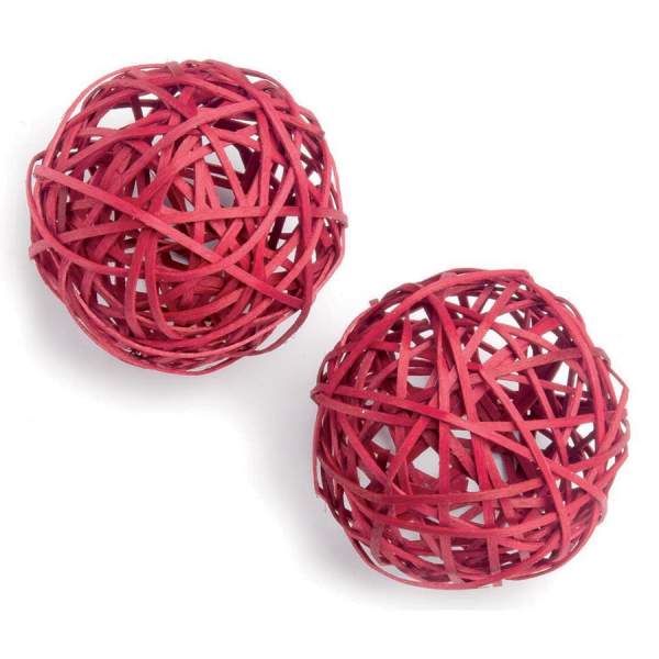 Rattankugel dunkelrot, 2 Stück, 8 cm Rebenkugeln