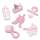 Holzstreuteile Baby rosa 12 Stück, 2,5 - 4 cm