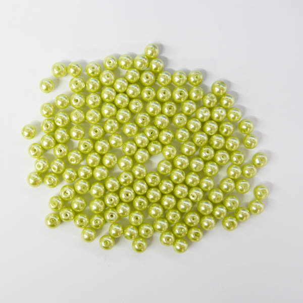 Glaswachsperlen 6 mm hellgrün, 60 Stück, ca. 15 g