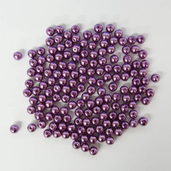 Glaswachsperlen 6 mm lila, 60 Stück, ca. 15 g