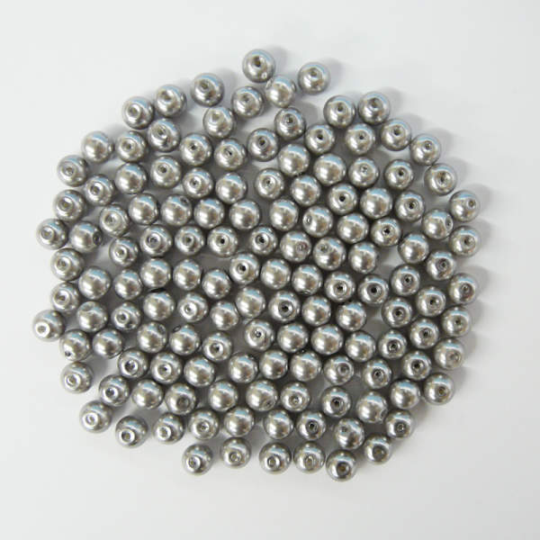 Glaswachsperlen 6 mm grau, 60 Stück, ca. 15 g