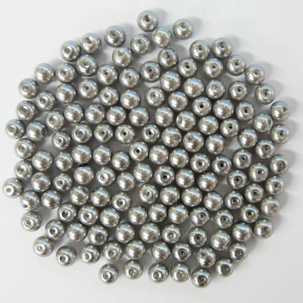 Glaswachsperlen 8 mm silber, 50 Stück, ca. 30 g