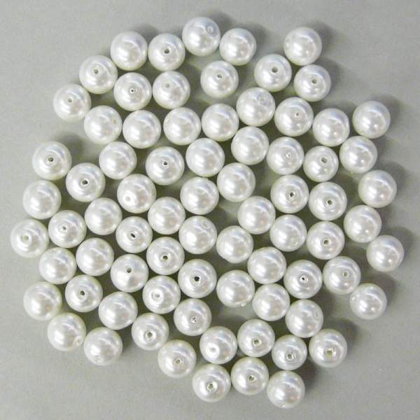 Glaswachsperlen 10 mm weiß, 30 Stück