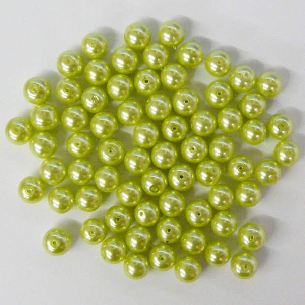 Glaswachsperlen 10 mm hellgrün, 30 Stück