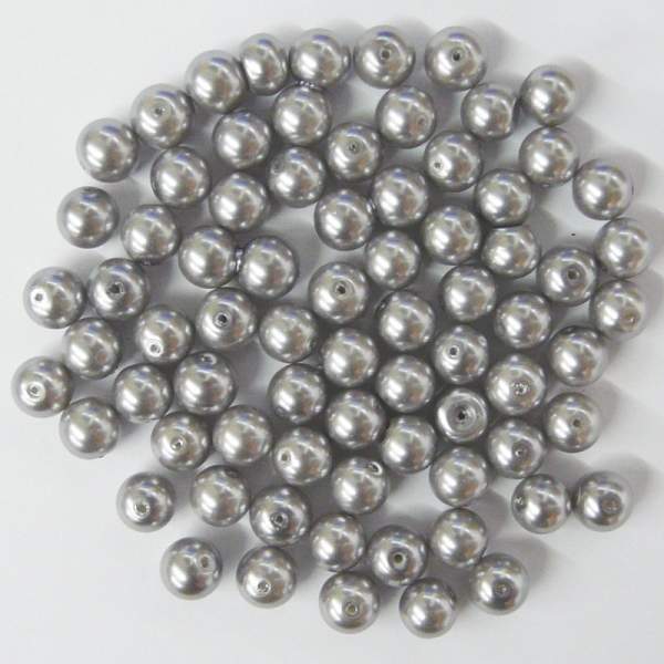 Glaswachsperlen 10 mm grau, 30 Stück