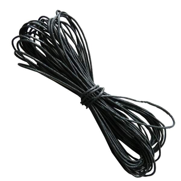 Baumwollkordel gewachst schwarz, 1 mm x 6 m