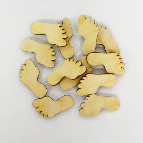 Füße ca. 1,5 x 3 cm groß 12 Stück, aus Sperrholz
