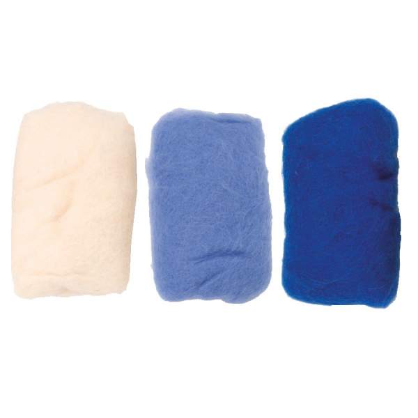 Schafwolle Mischpackung Blaumix, 30g Filzwolle