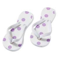 Flip Flops weiß mit lila Punkten, 2 Paar, 4,5 x 2 cm