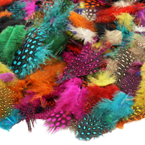 Dekofedern bunt mit Punkten 6 g