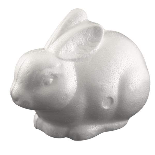 Styroporhase sitzend, 11 cm hoch, ca. 14 cm lang Osterhase