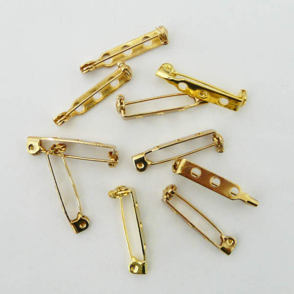 Broschennadeln 25mm Farbe gold 10 Stück messing Broschenadel