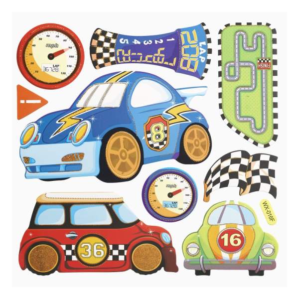 XXL Sticker bunte Autos, in 2D