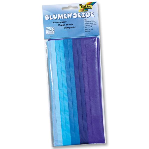 Blumenseide Blautöne 50x70 cm 10 Bögen 20g/m² blau