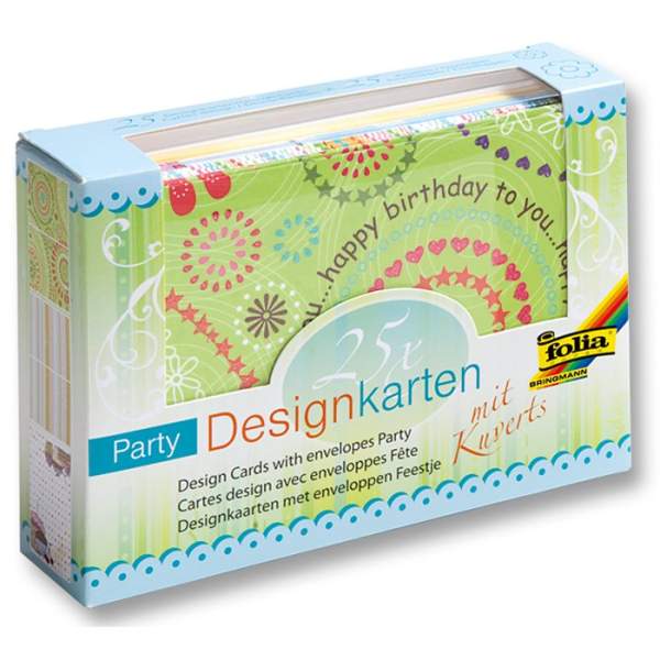 Designkarten mit Kuverts Party, 25 Karten mit Kuverts
