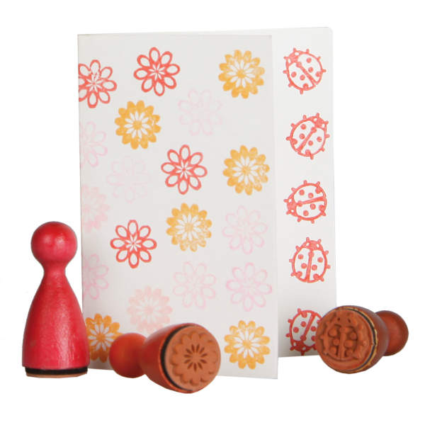 Ministempel Frühling 3er Set, aus Holz