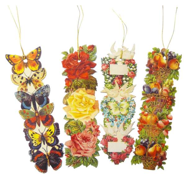 Lesezeichen 12 Stück mit 4 Motiven, Schmetterlinge + Blumen