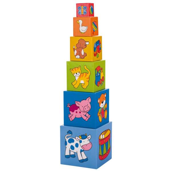 Stapelwürfel 6er Set aus stabilem Karton, Stapelturm