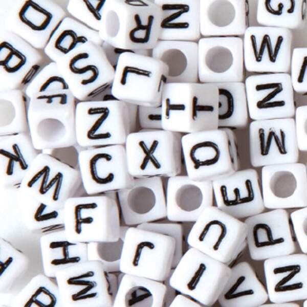 RubberLoops Perlen Buchstaben weiß, 100 Stück
