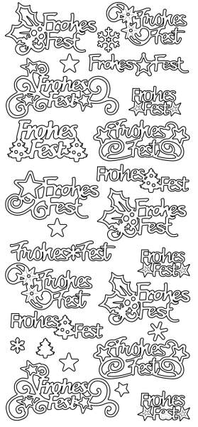 Konturensticker Frohes Fest, gold 1 Blatt Sticker Weihnachten