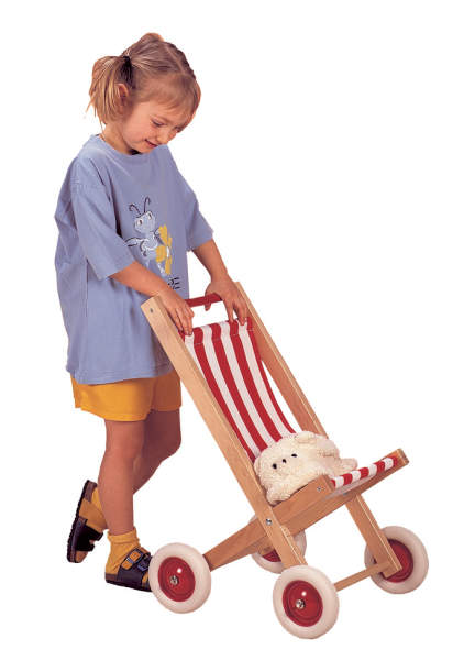 Puppen Buggy rot-weiß Puppenwagen ca. 40 x 34 x 60 cm