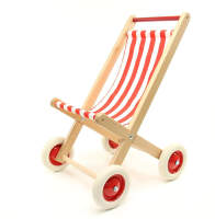 Puppen Buggy rot-weiß Puppenwagen ca. 40 x 34 x 60 cm