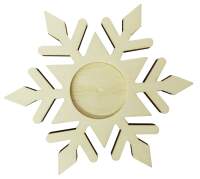 Teelichthalter Schneeflocke aus Holz, Ø 12,5 cm, 8...