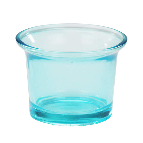Teelichtglas eisblau, ca. 6 x 4,5 cm