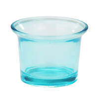 Teelichtglas eisblau, ca. 6 x 4,5 cm