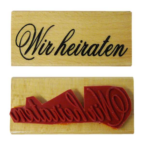 Stempel Hochzeit, 4 Stempel in Einem!, aus Holz, 7x2,5 cm