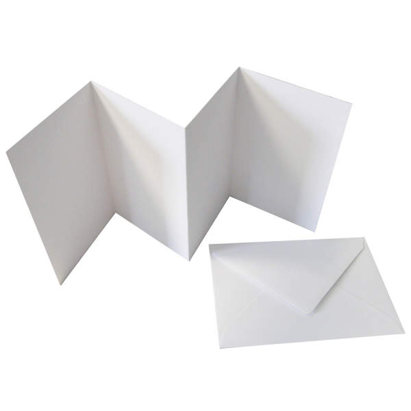Leporellokarten weiß, 10,5 x 15 cm, 300 g/m²