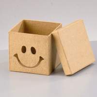 Pappbox Smiley braun, 7,5 x 7,5 x 7 cm