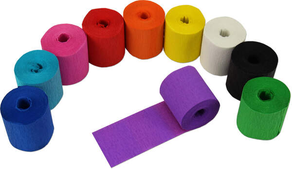 Krepppapier KreppBänder 10er Pack, 5 cm x 10 m, 10 Farben, 32 g/m², Kreppband