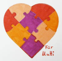 Puzzle Herz,aus Vollpappe zum Gestalten, je 15x15 cm Set mait 6 Stück