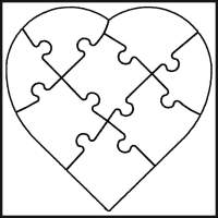 Puzzle Herz,aus Vollpappe zum Gestalten, je 15x15 cm Set mait 6 Stück
