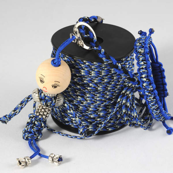 Flechtschnur 2mm,Blau/Schwarz/Weiß, 1 Rolle 50 m