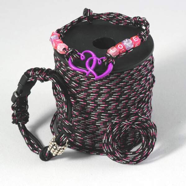 Flechtschnur 2mm, Pink/Schwarz/Weiß, 1 Rolle 50 m
