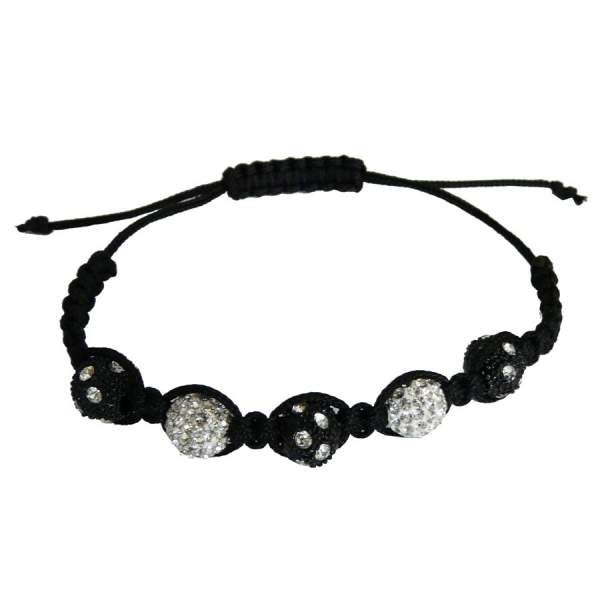 Armband-Set Silber/Schwarz, 5 Perlen, 1 Schnur