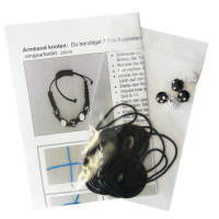 Armband-Set Silber/Schwarz, 5 Perlen, 1 Schnur