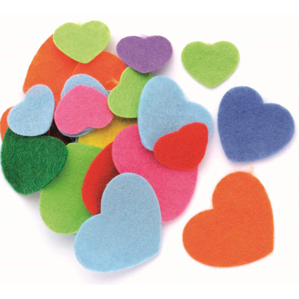 Filzherzen bunt 80 Stück, 2,5-5 cm