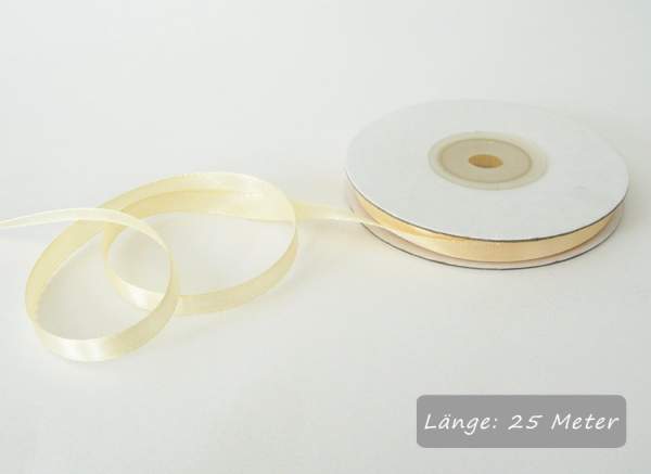 Satinband creme, Rolle 6mm breit, 25m lang