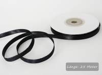 Satinband schwarz, Rolle 6mm breit, 25m lang