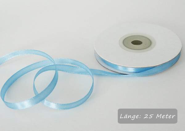 Satinband himmelblau, hellblau Rolle 6mm breit, 25m lang