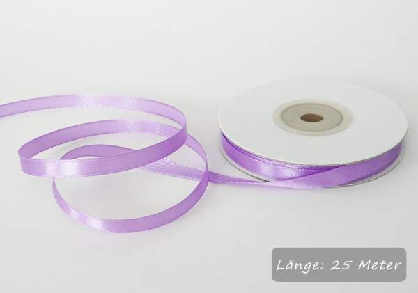 Satinband lavendel, flieder, Rolle 6mm breit, 25m lang