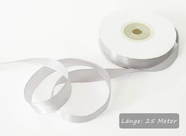 Satinband silber, Rolle 12mm breit, 25m lang