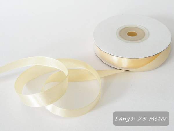 Satinband creme, Rolle 12mm breit, 25m lang