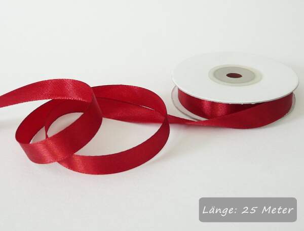 Satinband dunkelrot, Rolle 12mm breit, 25m lang